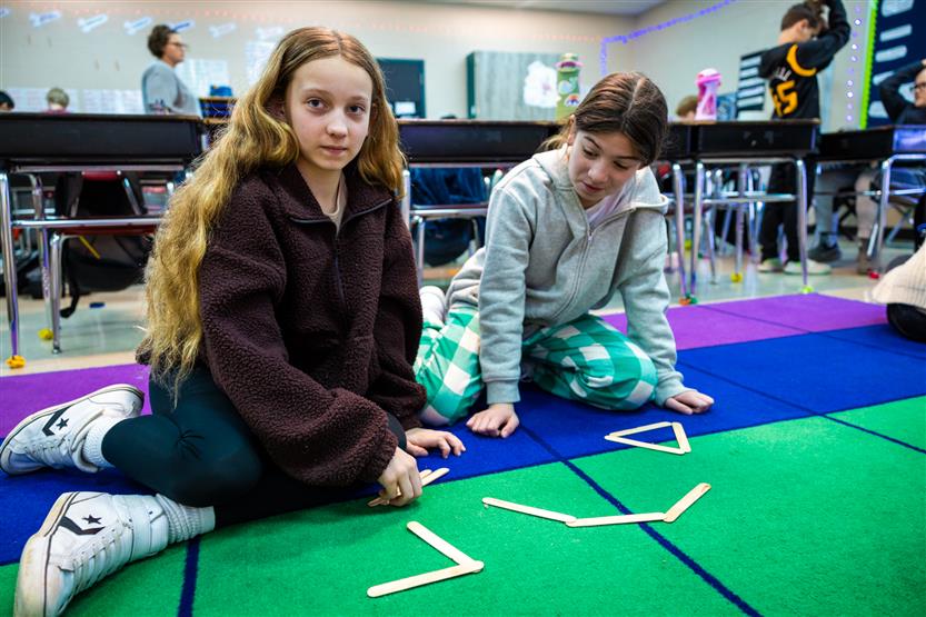 Hunters Bend Elementary fifth graders in class
